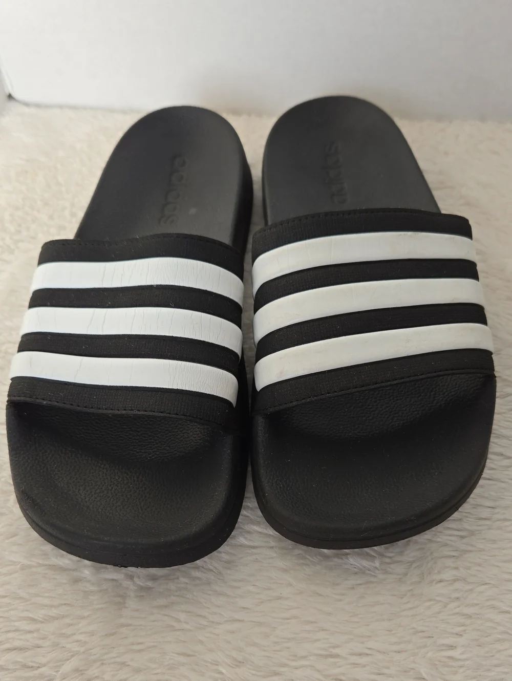 adidas Kids Adilette Shower Slides Black White Size 6